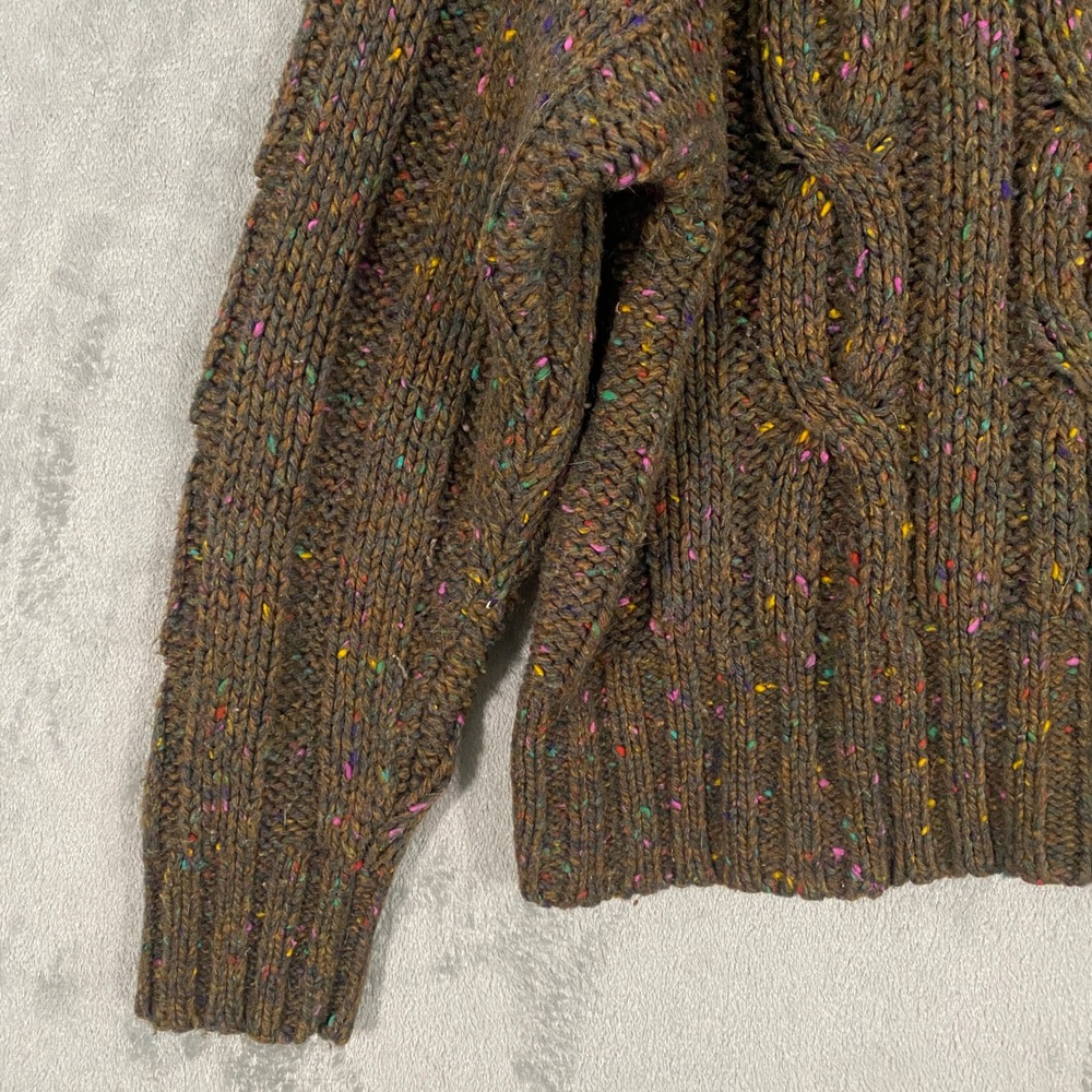 Lizwear Sweater Sz L Brown Confetti Cable Knit Wool Blend Chunky Cozy VTG Boho - Picture 3 of 10